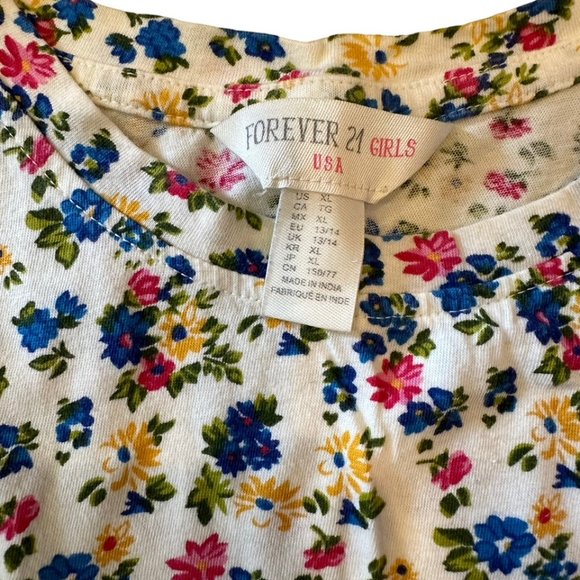 Forever 21 Girls Shortsleeve Tee Floral Print, XL Girls Size, Like New Condition - Picture 4 of 6